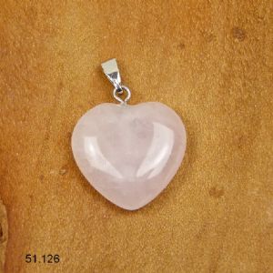 Pendentif Quartz rose, Coeur 2 cm avec boucle métal