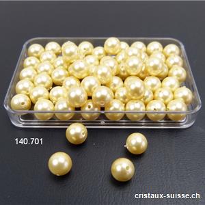 Nacre - Perle de Coquillage enduit jaune pastel doré, boule percée 6 mm