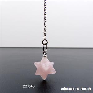 Pendule Quartz Rose - Merkaba diagonale 1,5 cm