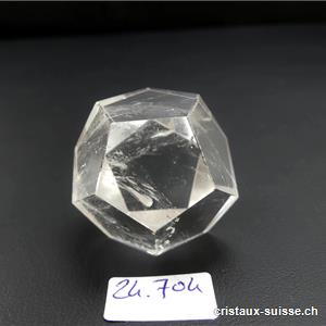 Dodécaèdre en cristal de roche, épaisseur 2,7 cm. Pièce unique de 38 grammes