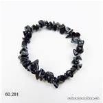 Bracelet Obsidienne Flocons de Neige, élastique 18 cm. Taille M. OFFRE SPECIALE