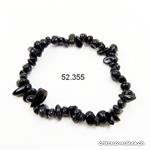 Bracelet Obsidienne noire élastique 17,5 - 18,5 cm. Taille M