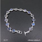 Bracelet Labradorite bleue facetté en argent 925, réglable 18 - 19 cm