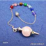 Pendule Galileo Quartz rose clair avec perles Chakras