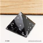 Pyramide Obsidienne flocons de neige, base 6,7 - 7 cm x haut. 4,7 cm. OFFRE SPECIALE