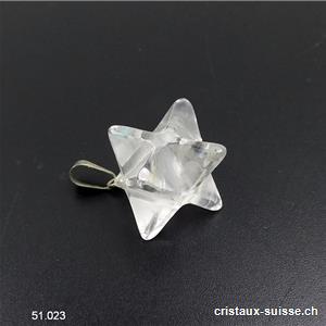 pendentif Cristal de Roche - Merkaba 1 - 1,5 cm avec boucle métal