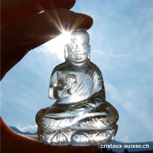 Bouddha Cristal de roche 6,7cm, qualité A. Pièce unique