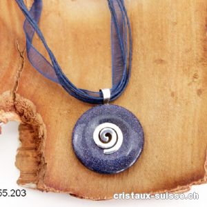 Collier Donut Rivière d'or bleue 3 cm et SPIRALE en argent 925