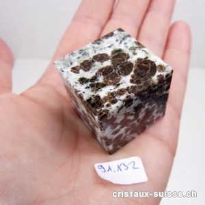 Grenat dans matrice de gneiss, cube de 3 x 3 cm. Pièce unique