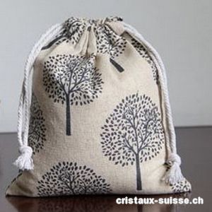 Pochette coton Arbre de Vie beige, env. 12 x 9 cm