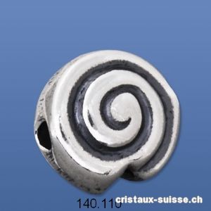 Escargot  9 mm percé, Intercalaire argent 925