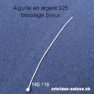 Aiguille en argent 925  5 cm / Ø 0,5 mm, avec tête ronde 1,5 mm