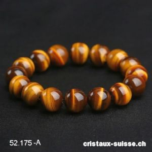 Bracelet Oeil de Tigre 10 mm, élastique 19 - 19,5 cm