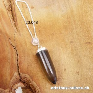 Pendule Quartz fumé 3 - 3,3 cm en argent 925