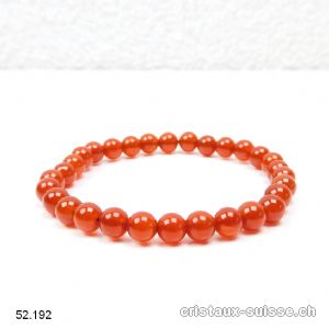 Bracelet Cornaline foncée 6 mm, élastique 19 cm. Taille M-L