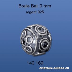 Intercalaire Boule Bali 9 mm, argent 925 antique