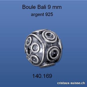 Intercalaire Boule Bali 9 mm, argent 925 antique