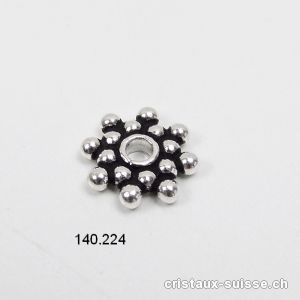 1 pièce Fleur Ethno 10 mm, Intercalaire en argent 925 vieilli