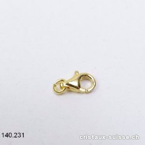 Fermoir Mousqueton 8 mm, boucle ouverte 3,5 mm / argent 925 plaqué or. OFFRE SPECIALE