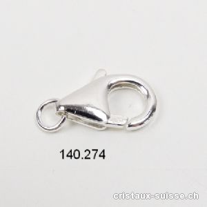 Fermoir Mousqueton 14,5 x 8 mm,  boucle ouverte 5 mm / argent 925