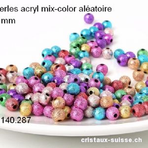 10 x Perles en plastique diamanté 6 mm. Couleurs mélangées