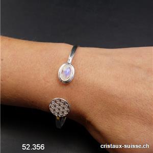Bracelet Pierre de Lune et Fleur de vie en argent 925