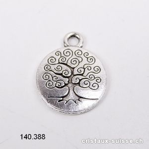 Charm Arbre de Vie en métal argenté, diam. 1,5 cm. OFFRE SPÉCIALE 