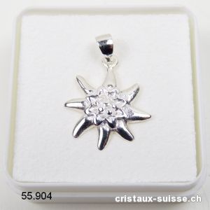 Pendentif Edelweiss en argent 925. Diamètre 1,5 cm