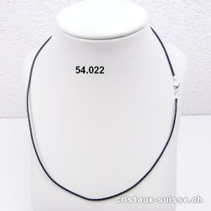Collier cuir noir avec fermoir, 1,5 mm / long. 60 cm. OFFRE SPECIALE