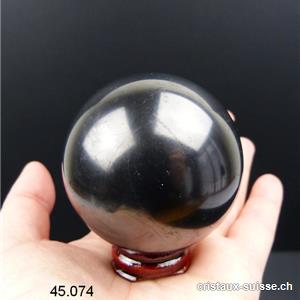 Boule Schungite diamètre 6 cm, avec Support en bois