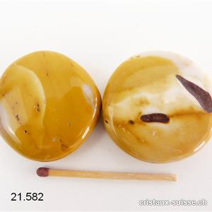 Mookaïte jaune moutarde tachetée 3,5 - 4 cm. Taille L