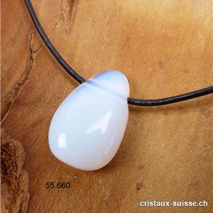 Opalite - Opaline 3 cm percée avec cordon cuir à nouer. OFFRE SPECIALE