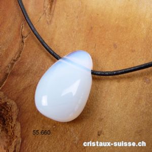 Opalite - Opaline 3 cm percée avec cordon cuir à nouer. OFFRE SPECIALE