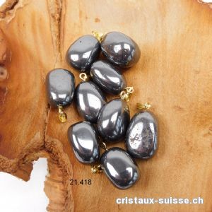 Pendentif Hématite env. 2 cm avec boucle métal doré. OFFRE SPECIALE