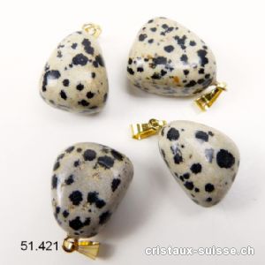 Pendentif Jaspe Dalmatien2 cm  avec boucle métal doré. OFFRE SPECIALE