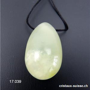 1 Oeuf YONI Jade Serpentine clair 4 x 2,7 cm. Taille M. Percé