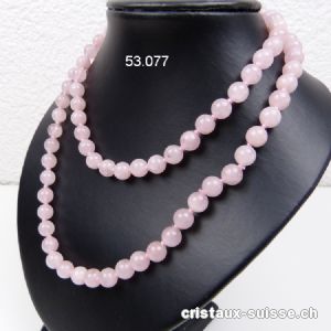 Collier Quartz Rose noué 8 mm / 80 cm