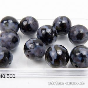 Gabbro - Mystic Merlinite, boule percée 10 mm. OFFRE SPECIALE