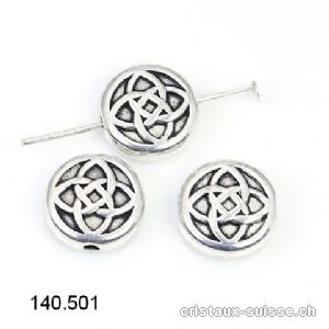 Intercalaire Noeud celtique métal argenté, larg. 11 mm x ép. 4 mm