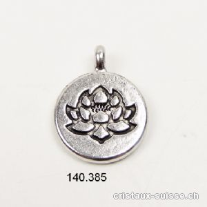 Charm Lotus en métal argenté, diam. 1,5 cm