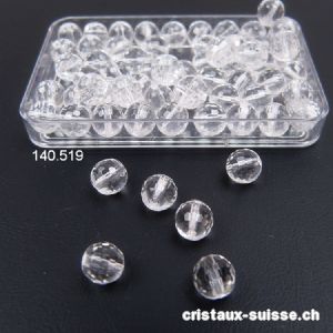 Cristal de Roche FACETTÉ, boule percée 5,5 - 6 mm