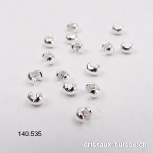 Boule cache-noeud à pincer SANS oeillet 3,5 mm argent 925