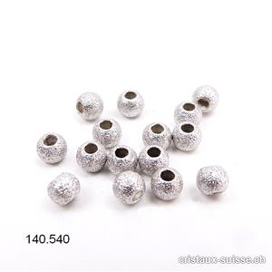 1 x Perle d'Argent 925 effet diamanté, 4 mm / trou 1,2 mm