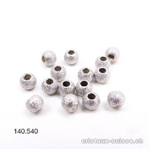 1 x Perle en argent 925 effet diamanté clair 4 mm / trou 1,2 mm. OFFRE SPECIALE