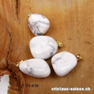 Pendentif Magnésite - Howlite - avec boucle métal doré