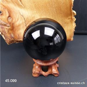 Boule Obsidienne noire 7 cm, partiellement argentée