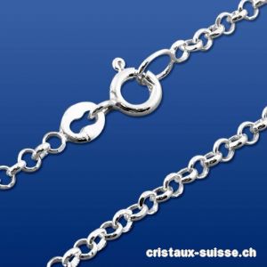 Chaîne maille ronde Diamond cut, argent 925, L. 45 cm