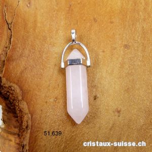 Pendentif Quartz rose biterminé clair en métal. OFFRE SPECIALE