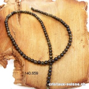 Rang Obsidienne dorée et fumée 4,5 mm / 39 cm, env. 90 boules