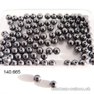 Hématite foncée boule percée 4 mm